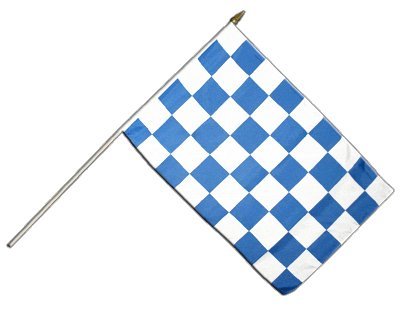 Flaggenfritze Große Stockflagge/Stockfahne Karo Blau-Weiß + gratis Sticker von Flaggenfritze
