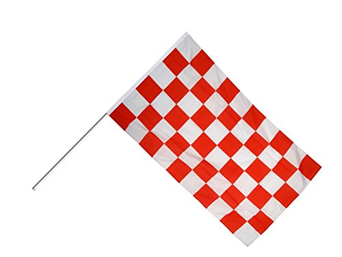Flaggenfritze Große Stockflagge/Stockfahne Karo Rot-Weiß + gratis Sticker von Flaggenfritze