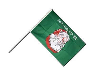 Flaggenfritze Große Stockflagge/Stockfahne Weihnachtsmann Santa Please Stop here + gratis Sticker von Flaggenfritze