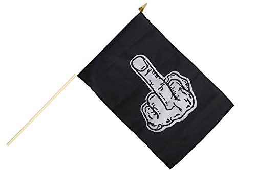 Flaggenfritze Stockflagge/Stockfahne Stinkefinger schwarz + gratis Sticker von Flaggenfritze