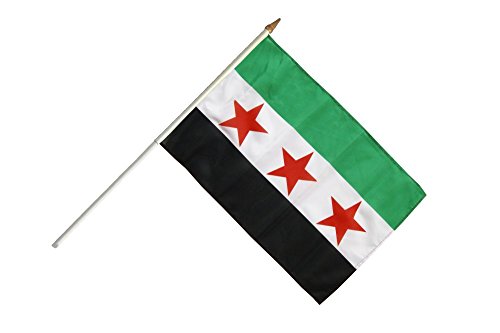 Flaggenfritze Stockflagge/Stockfahne Syrien 1932-1963 / Opposition - Freie Syrische Armee + gratis Sticker von Flaggenfritze