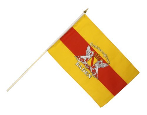 Flaggenfritze Stockflagge Deutschland Baden mit Wappen - 30 x 45 cm von Flaggenfritze