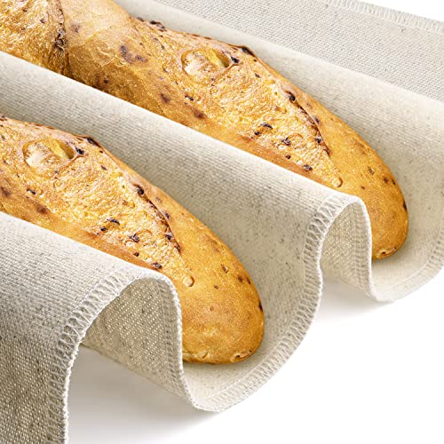 Flagood Baker Couche und Gärtuch, natürliches Flachs-Leinen zum Backen von französischem Brottuch, Brot, Couch, Baguettes, Laibs (47,25 x 27,55) von Flagood