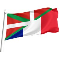 Flagge Von Baskenland Und Frankreich Mit Messingösen, Einzigartiger Designdruck, Freundschaftsflagge, Doppelseitige Große Flagge, Größe 90x150cm von Flagstores