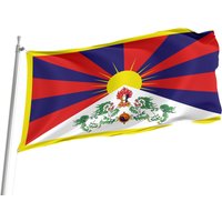 Flagge Von Tibet 1914-1951, Einzigartiger Designdruck, Doppelseitige Große Flagge, Größe 90x150cm, Made in Eu von Flagstores