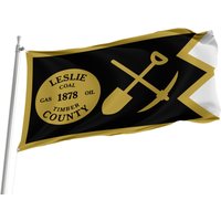 Leslie County, Kentucky Flagge, Einzigartiger Designdruck, Doppelnähte, Leuchtende Farben, Verstärktes Gewebe, Größe 90x150cm, Gartenfahne von Flagstores