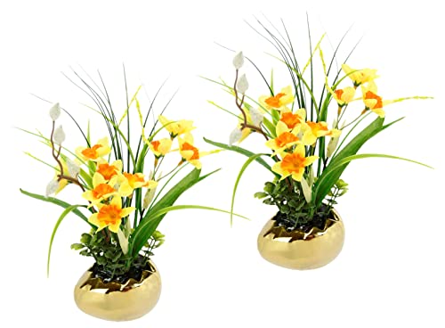 Arrangement Narzissen im Ei Künstliche Frühlingsblume Narzisse Kunstblume Blume Deko Frühjahrsdekoration Osterdeko Osterglocke Frühjahr Ostern Tischdeko Mittelstück Frühlingsblüher Frühjahrsblüher von Flair Flower