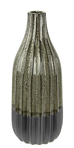 Blumenvase aus Keramik geriffelt bauchig Flaschenform grau braun matt glänzend Keramikvase Vase Dekoration Dekovase für Blumen Pampasgras Trockenblumen Zweige Kunstblumen Tischdeko von Flair Flower