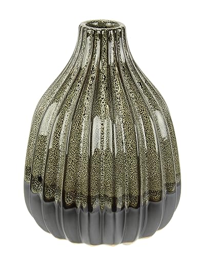 Blumenvase aus Keramik geriffelt bauchig Flaschenform grau braun matt glänzend Keramikvase Vase Dekoration Dekovase für Blumen Pampasgras Trockenblumen Zweige Kunstblumen Tischdeko von Flair Flower