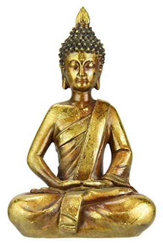 Buddha Figur meditierend sitzend Statue Figuren Skulptur Büste Statue Ornament Buddhafigur Feng Shui Dekoration Garten Terrassen Balkon Deko Buddha-Statue Wohnaccessoire Buddha-Skulptur Garten-Figur von Flair Flower