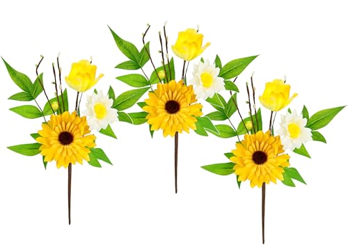 Dekozweig Gerbera Margeriten 3er Set Kunstblumenzweig wie echt Zweig Einzelblumen Kunstblumen Stielblumen Blumen Frühjahrs-Deko Floristik Künstlich Dekozweige, Gelb Dekozweig Gerbera Margeriten 3er Set Kunstblumenzweig wie echt Zweig Einzelblumen Kunstblumen Stielblumen Blumen Frühjahrs-Deko Floristik Künstlich Dekozweige, Gelb von Flair Flower