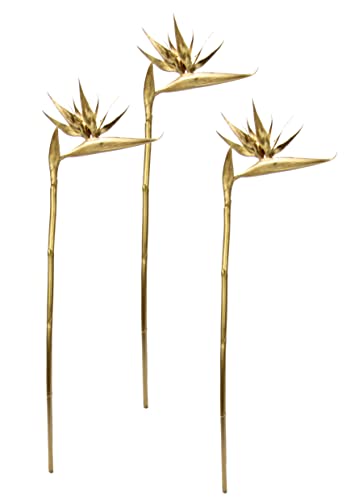 Exotischer Dekozweig Strelitzie Paradiesvogelblume Zweig Künstliche Tropische Blume für Vase Arrangement Gesteck Stielblume Gold Hochzeit Silvester Hawaii Party Themenparty Dekoration, Gold, 95cm von Flair Flower