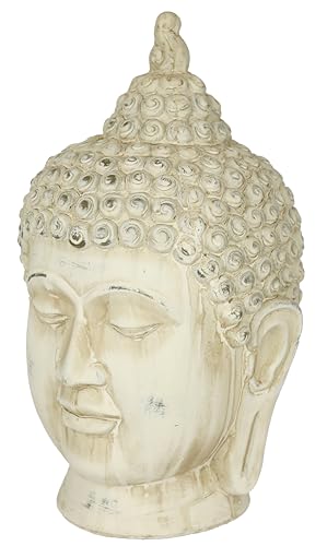 Flair Flower Buddha Kopf Statue Antik-Optik Dekofigur Büste Ornament Asiatische Feng-Shui Zen Deko Outdoor Gartendeko Buddhastatue Keramikfigur Deko-Figur Deko-Objekt Accessoire, 27cm von Flair Flower