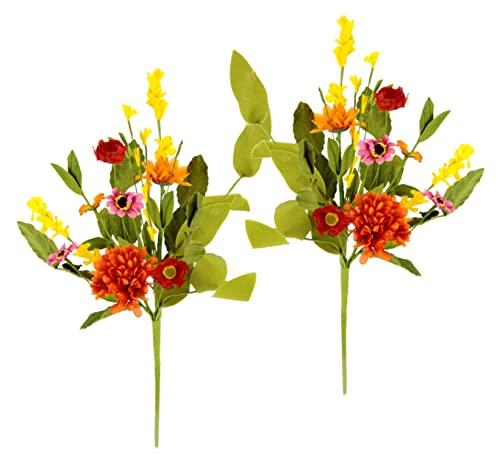 Flair Flower Deko Zweig Gerbera Dahlie Blüte Kunstblume Kunstblumenzweig Kunstzweig Einzelblume Seidenblume Dekoast AST Blumendeko 021001VAR Bunt 40x25x10 cm von Flair Flower