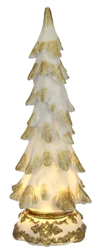 Dekobaum aus Polyresin mit LED Licht Tannenbaum beleuchtet Adventsdeko Weihnachtsdeko Ornament Dekofigur Christbaum beleuchtet Weihnachtsbeleuchtung Weihnachtsfigur Leuchtfigur, 34 cm von Flair Flower