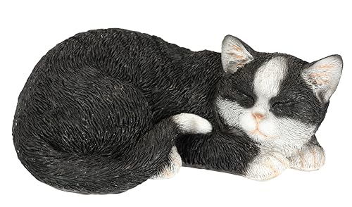 Flair Flower Dekofigur liegend aus Kunststein Kunst-Steinfigur Schwarze Deko-Katze schlafend, Polyresin, 11x29x18 cm von Flair Flower