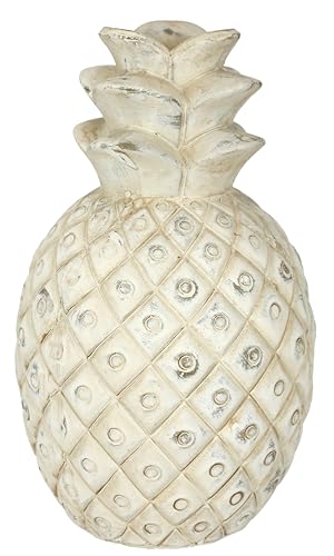 Flair Flower Dekoobjekt Ananas aus Keramik dekorative Statue Ananas Deko-Ananas Altweiß Deko Outdoor Creme Shabby Landhaus Gartenfigur Geschenk künstliches Obst Gartendeko Accessoire Ornamente, 25cm von Flair Flower