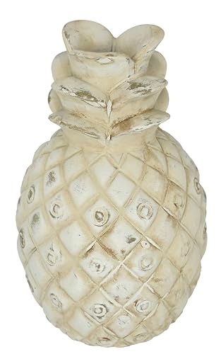 Flair Flower Dekoobjekt Ananas aus Keramik dekorative Statue Ananas Deko-Ananas Altweiß Deko Outdoor Creme Shabby Landhaus Gartenfigur Geschenk künstliches Obst Gartendeko Accessoire Ornamente, 20cm von Flair Flower