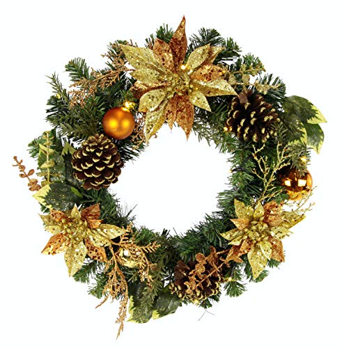 Dekorierter Weihnachtskranz mit LED Beleuchtung, Amaryllis, Beeren, echten Zapfen Zweige und Glitter Kranz Türkranz Tannenkranz Blumenkranz Dekorierter Weihnachtskranz mit LED Beleuchtung, Amaryllis, Beeren, echten Zapfen Zweige und Glitter Kranz Türkranz Tannenkranz Blumenkranz von Flair Flower