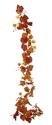 Flair Flower Girlande AST Weinrebe Dekorieren Hotel Basteln Hängende Rebe Blätter Weinblätter Kunstblumen Hochzeit Party Garten Dekorationen Wanddekoration,194429GOR,Gelb/Orange,180x16x8cm von Flair Flower