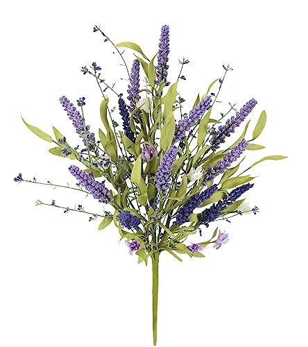 Flair Flower Künstliche Blumen Lavendel-Busch Kunstblumen Lavendel Künstlicher Lavendelstrauß Lavendelblüten Lavendelzweig Blumenstrauß für Hochzeit Party Haus Pflanze Dekoration Sommerblumen von Flair Flower