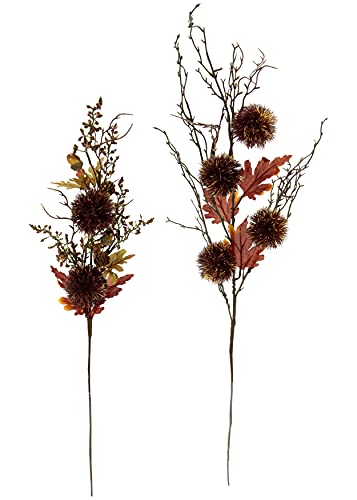 Flair Flower Künstliche Kastanienzweige Blumen Herbst Deko Herbstdeko Kunstblumen Unechte Ahornblätter Eicheln Zweige für Vase Erntedankfest Halloween Girlande, 020922BR, 80x14x8 cm, Braun von Flair Flower