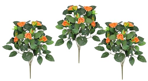 Flair Flower Künstlicher Rosenbusch 34cm 3er Set Kunstrose Seidenrose Kunstblume Blume Strauß Bouquet Rosen Rosenbouquet Wildrose Blumenstrauß Busch Blumendeko Hochzeitsdeko, Orange Flair Flower Künstlicher Rosenbusch 34cm 3er Set Kunstrose Seidenrose Kunstblume Blume Strauß Bouquet Rosen Rosenbouquet Wildrose Blumenstrauß Busch Blumendeko Hochzeitsdeko, Orange von Flair Flower