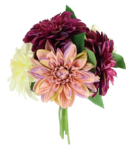 Flair Flower Kunstblumen Dahlie 6er Set Seidenblumen Floristik Einzelblume Stielblume Einzelzweig einzelner Stiel Blumendeko Herbstzweig Herbstliche Blumen Herbst Deko Herbstblume von Flair Flower