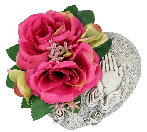 Gesteck aus Kunst-Rosen auf Herz Grabaufleger Rose Grabdeko Friedhofdeko Allerheiligen Blumen Trauerdeko Trauerschmuck Deko Kunstblumen Blumenschmuck Grabgestecke künstlich Kunstpflanze Grabschmuck von Flair Flower