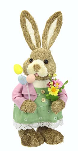 Flair Flower Hase aus Bast Dekofigur Osterhase Frühling Deko Ostern Figur Osterdekoration Osterfigur Frühling Frühlingsdeko Dekohase Skulptur Basthase Statue Dekoration Tierfigur Tiere Frühjahr von Flair Flower