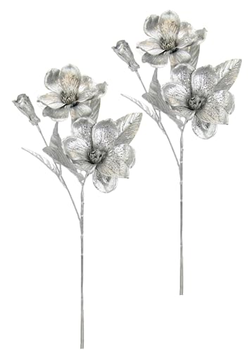 Künstliche Magnolie Metallic‑Effekt 2er Set 68 cm glänzend Deko langlebig pflegeleicht seidenblüte Vase Arrangement Hochzeit Wohnraumdekoration Weihnachtsdeko Weihnachtblume für Kränze Adventskranz Künstliche Magnolie Metallic‑Effekt 2er Set 68 cm glänzend Deko langlebig pflegeleicht seidenblüte Vase Arrangement Hochzeit Wohnraumdekoration Weihnachtsdeko Weihnachtblume für Kränze Adventskranz von Flair Flower