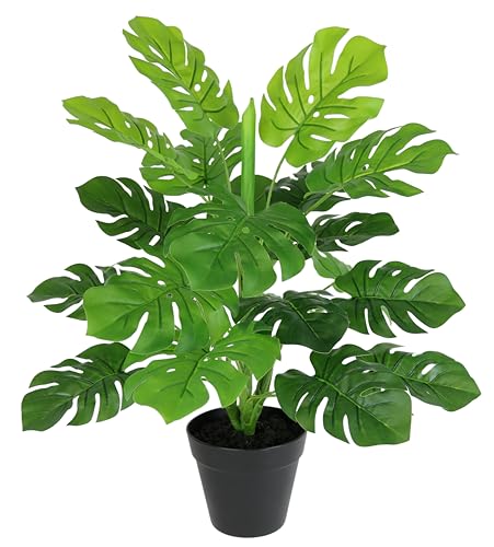 Kunstpflanze Splitphilo im Topf Künstliche Blattpflanze Splitphilo-Pflanze Monstera Seidenblumen Pflanzen Dekopflanze Grünpflanze Seidenpflanze Zimmerpflanze Kunstblume Deko Büropflanze 46x35x35cm von Flair Flower