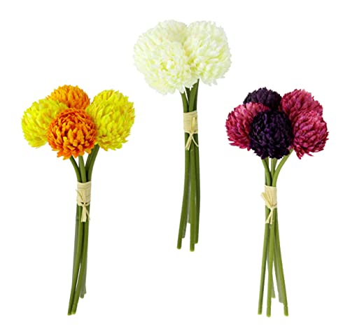 Künstlicher Chrysanthemenstrauß Deko Blumenbund Blüte Kunstblumen Seidenblume Mittelstück Tischdeko Seidenblume Blumendeko Dekopflanze Blume Blütenzweig Hochzeit Bouquet Floristik Herbstdeko von Flair Flower