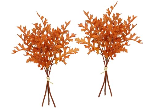 Künstlicher Eichenlaub-Busch 40cm, 2er Set Herbstlaub Zweig Kunstblume Floristik für Sträuße Gestecke Kränze Bouquet Herbstdeko Herbstblume herbstliche Blätter Floristenbedarf, Eichenlaub von Flair Flower