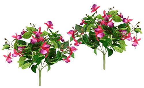 Künstlicher Fuchsienbusch Zierpflanze Fuchsien Busch Kunstpflanze Zimmerpflanze Blüten Blumen Kunstblumen Seidenblumen Unechte Deko Blumendeko Mittelstück Bouquet Strauß Arrangement Tischdeko von Flair Flower
