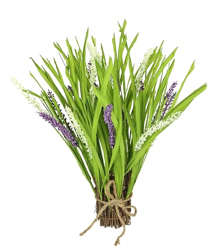 Künstlicher Grasbusch mit Lavendel Grasbund Lavendelblüten Kunstgras Büschel Bündel Stehgras Blüten Grasarrangement Deko Kunstpflanze Grasbündel Grünpflanze Pflanze Ziergras Gräser Sträucher von Flair Flower