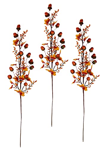 Künstlicher Herbstzweig mit Eicheln Beeren und Herbstlaub Herbstlich Blume Herbst Deko Herbstdeko Kunstblume Herbstblume Seidenblume Plastikblume Ahornblätter Zweig für Vase Halloween Girlande von Flair Flower