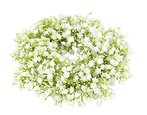 Künstlicher Kranz Schleierkraut Girlande Kerzenkranz Tischkranz Tischdeko Wanddeko Türdeko Hochzeitsdeko Kunstblumen Pflanze Gypsophila Blumen für Hochzeit Brautsträuße Dekoration Basteln von Flair Flower