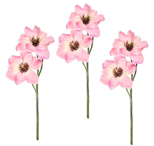 Künstlicher Magnolienzweig Magnolie geeist Kunstblume Kunstpflanze Zweig Raumdeko Zarte Weihnachtsdeko Dekozweig AST Einzelblume Knospen Blüten Decor Seidenblumen blühender Kunstzweig Magnolienast von Flair Flower