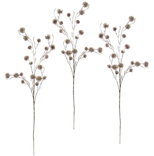 Künstlicher Mini Distelzweig rosé Metallic 3er Set Kunstzweig Deko Pflanze Edeldistel Zweig Weihnachtsdeko Einzelblume Winterblume Kunstblumen Künstliche Blumen Plastikblumen Kunstpflanze AST von Flair Flower