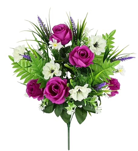Künstlicher Rosenstrauß mit Lavendel Blüten Farn 52 cm Rosenbusch Kunstblume Strauß Bouquet Seidenblume Blumenbouquet Blumenstrauß Kunstblumenstrauß Rose Dekoblume Hochzeit Mittelstück Tischdeko Künstlicher Rosenstrauß mit Lavendel Blüten Farn 52 cm Rosenbusch Kunstblume Strauß Bouquet Seidenblume Blumenbouquet Blumenstrauß Kunstblumenstrauß Rose Dekoblume Hochzeit Mittelstück Tischdeko von Flair Flower
