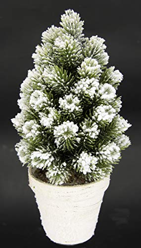 Künstlicher mini Tannenbaum mit Schnee im Topf aus Keramik beschneit Kunstschnee Christbaum Kunst Kunsttanne kleiner Weihnachtsbaum Weihnachtsdeko von Flair Flower