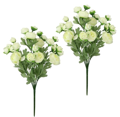 Künstliches Bouquet aus Ranunkeln Strauß Kunstblumenstrauß Seidenblumen Blumenbouquet Blumenstrauß Blumenarrangements Blumenbusch Ranunkeln Kunstblumen Blumensträuße Unechte Blumen Hochzeit, 2er Set von Flair Flower