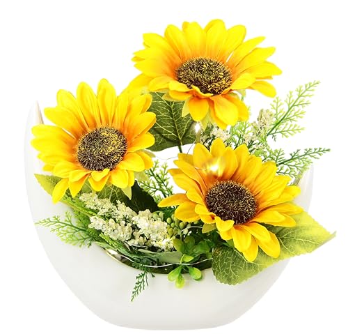 Kunstblume-Arrangement Sonnenblumen in Schale mit LED-Licht Herbstgesteck Herbstliche Blumen Kunstpflanze Gesteck Halloween Thanksgiving Deko Blumendeko Herbstblumen Dekoblumen Tischdeko Mittelstück Kunstblume-Arrangement Sonnenblumen in Schale mit LED-Licht Herbstgesteck Herbstliche Blumen Kunstpflanze Gesteck Halloween Thanksgiving Deko Blumendeko Herbstblumen Dekoblumen Tischdeko Mittelstück von Flair Flower