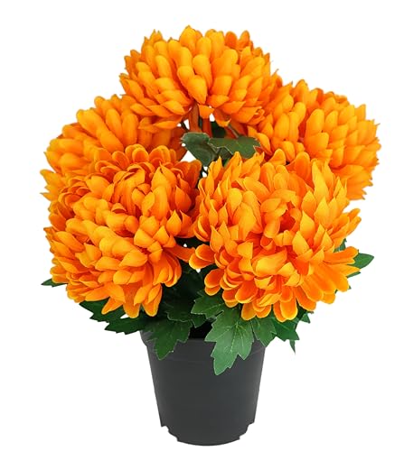 Kunstblume Chrysantheme im Topf Balkonpflanze Balkon-Pflanze Blume Busch Deko Dekoblume Hochzeit Chrysanthemenbusch Herbstdeko Herbstblume künstlich Kunstpflanze Pflanze Realistisch Topfpflanze von Flair Flower
