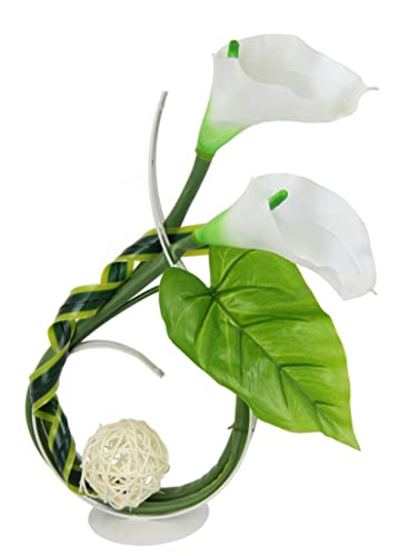 Kunstblumen-Deko Calla Dekokugel auf Metall Deko Aufsteller Tischdeko Wohndekoration Blumendeko Deko-Objekt Dekoration Tischdeko Skulptur Hochzeitsdeko Deko-Figur Blumenständer Wohnaccessoire 3D Bild von Flair Flower