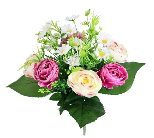 Kunstblumenstrauß Ranunkeln Margeriten Blumensträuße Seidenblume Kunstblume wie echt Dekoblume Deko Blume Bouquet Mittelstück Blumenstrauß Hochzeit Hochzeitsdeko Brautstrauß Tischdeko Gänseblümchen von Flair Flower