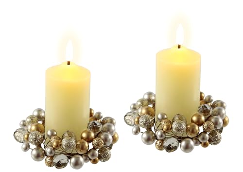 LED-Kerze aus Echtwachs mit Kranz 2er Set elektrische Kerze Warmweiß Stimmungslicht Lichter Dekoration Stumpenkerze große Adventskerzen Adventskranz Kranz romantisch Valentinstag, champagner, 2er Set LED-Kerze aus Echtwachs mit Kranz 2er Set elektrische Kerze Warmweiß Stimmungslicht Lichter Dekoration Stumpenkerze große Adventskerzen Adventskranz Kranz romantisch Valentinstag, champagner, 2er Set von Flair Flower