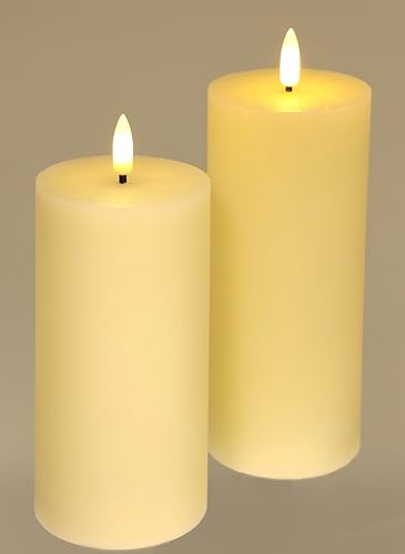 LED Kerzen-Set aus Echtwachs 2er Set mit Timer elektrische flackernd Warmweiß Lichter Dekoration Stumpenkerze große Adventskerzen Adventskranz Kranz Valentinstag geruchslos tropflos flammenlos, creme LED Kerzen-Set aus Echtwachs 2er Set mit Timer elektrische flackernd Warmweiß Lichter Dekoration Stumpenkerze große Adventskerzen Adventskranz Kranz Valentinstag geruchslos tropflos flammenlos, creme von Flair Flower
