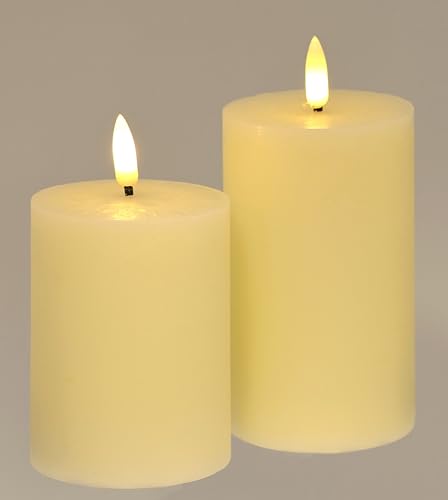 LED Kerzen-Set aus Echtwachs 2er Set mit Timer elektrische flackernd Warmweiß Lichter Dekoration Stumpenkerze große Adventskerzen Adventskranz Kranz Valentinstag geruchslos tropflos flammenlos, creme LED Kerzen-Set aus Echtwachs 2er Set mit Timer elektrische flackernd Warmweiß Lichter Dekoration Stumpenkerze große Adventskerzen Adventskranz Kranz Valentinstag geruchslos tropflos flammenlos, creme von Flair Flower